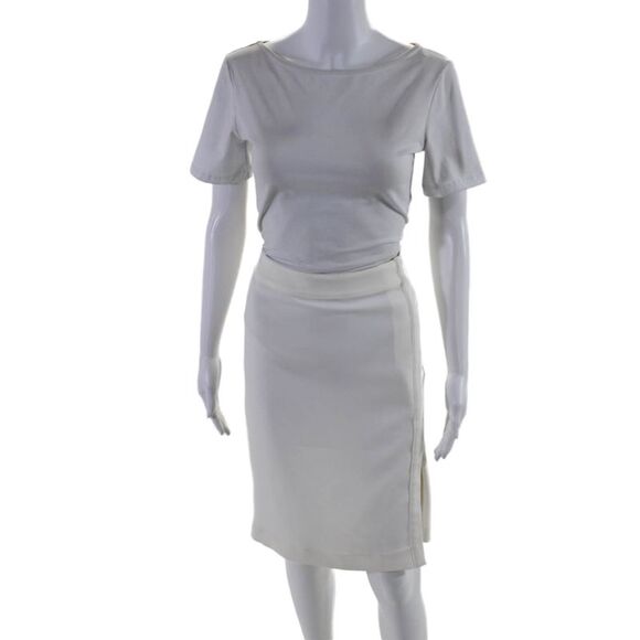 Ferre Milano Women's Hook Closure Slit Hem Unlined A-Line Mini Skirt White Size - Picture 1 of 6